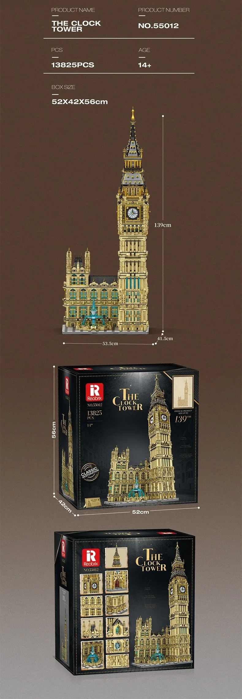 REOBRIX Bausteine 55012 - Big Ben - 13.825 Teile