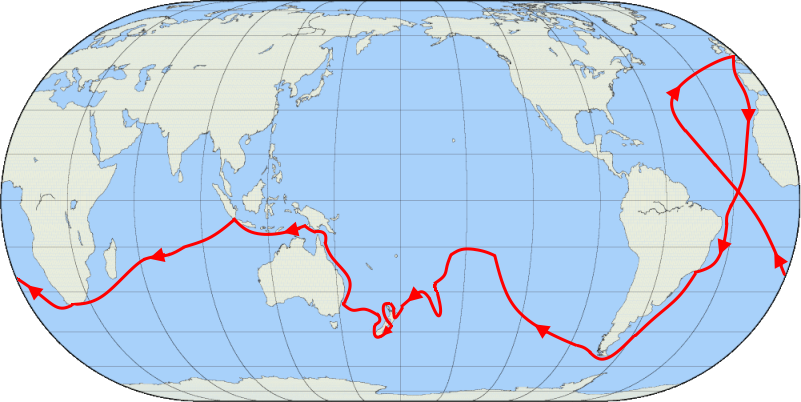 Route der HMS Endeavour